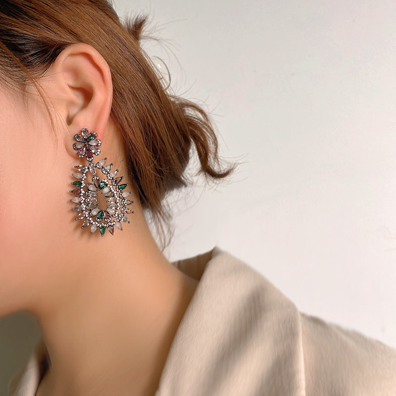 Micro-Set Colorful Zircon Drop Earrings